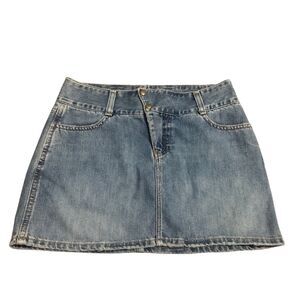 Vintage 90s Y2K Western Cowgirl Grunge Boho Blokette Denim Mini Skirt Size 2 XS